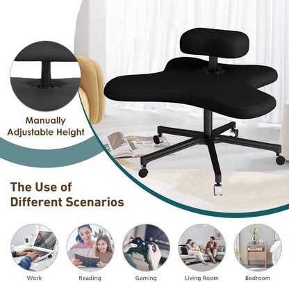 GenSDH Meditation Office Chair, Cross Legged Chair, Height-Adjustable Kneeling Chair, Ergonomic Office Chair, Criss Cross Chair for Home and Office,Black (Bl,Black