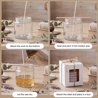 MTLEE 20 Pack 4oz Glass Candle Jars with Lids Round Empty Candle Container with Candles Making Kits Labels Gift Box Empty Canning Jars for Food Storage Spice Liquid