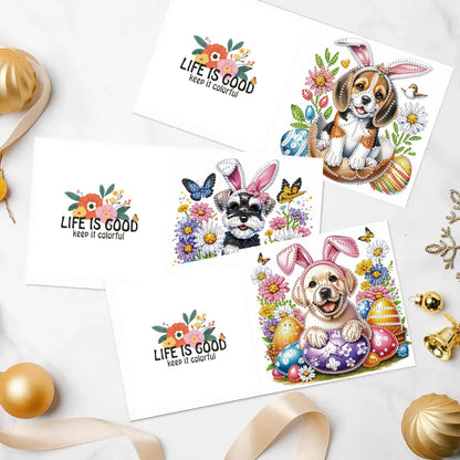MaiYiYi 6 Pack DIY Daisy Dog Diamond Painting Cards Kit Cute Dog Diamond Art Cards Butterfly and Dogs Diamond Painting Greeting Cards for Family Friends Holiday Birthday