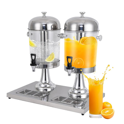 BAVNNRO 4.5 Gallon Drink Dispensers for Parties, Beverage Dispenser with Stand, Commercial Hot Cold Juice Dispenser with Ice Container and Stainless Steel Drip Trays for Beer, Water Lemonade
