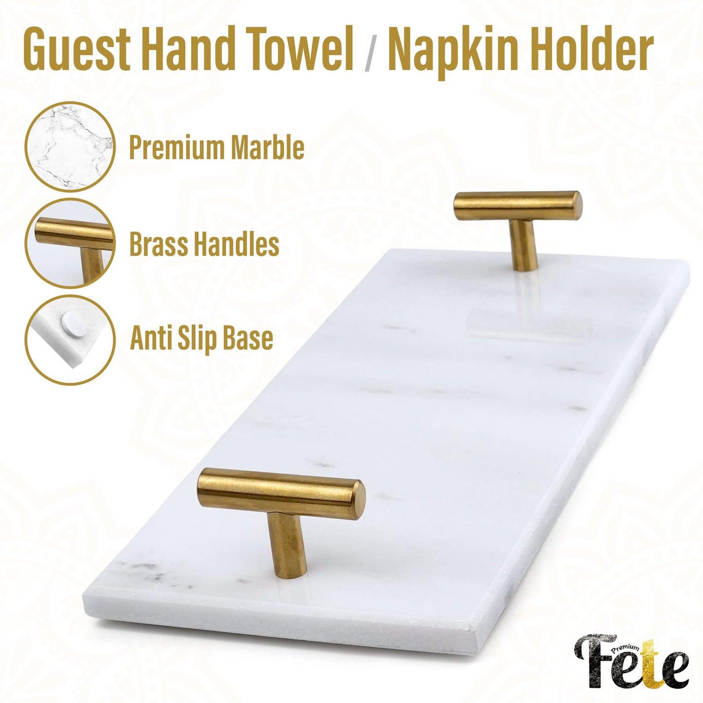 Guest Towel Holder Tray for Bathroom - White Marble-Tray - Napkin Holder for-Bathroom - Paper Hand Towel Holder.