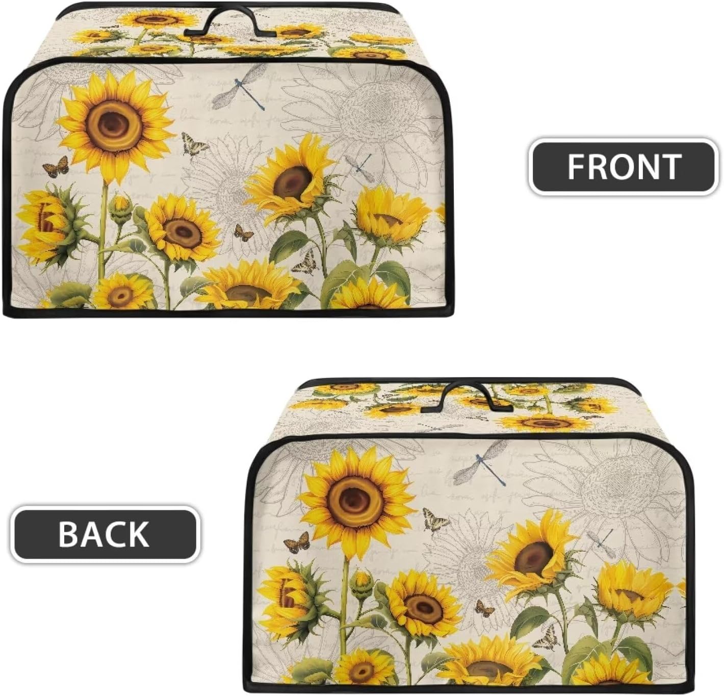 Sunflower Slow Cooker Dust Cover, Dragonfly Small Appliance Covers, Home Decor Insulated Bags for Rice Cooker Storage,