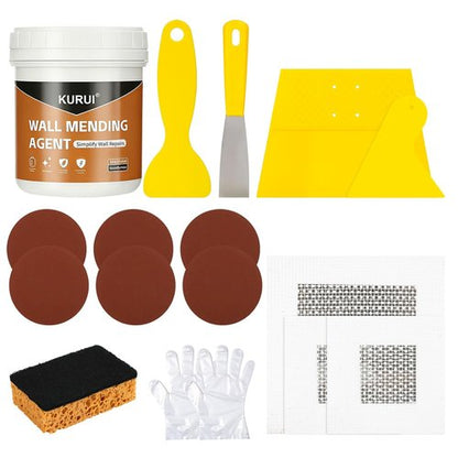 KURUI Drywall Repair Kit - 8.8oz Spackle Paste with Scraper & Sandpaper Sheets | Easy Home Repair Solution