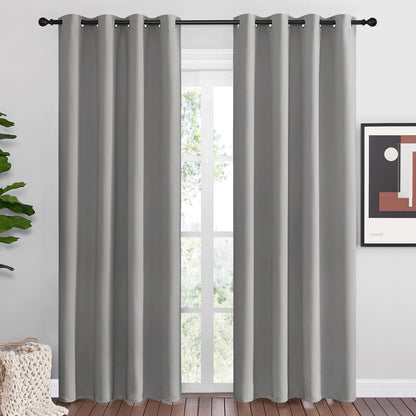 NICETOWN Silver Grey Room Darkening Curtain Panels - 86" Long | Heat-Blocking Drapes for RV & Studio (55" Width, 2 Panels)