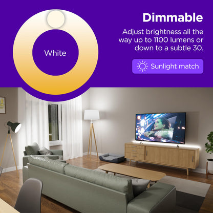 Roku Smart Light Bulbs (White, 4-Pack) - Dimmable A19 Lightbulbs with Adjustable Brightness & Temperature - WiFi Smart Bulbs Works Voice, Alexa & Google Assistant, No Hub Required