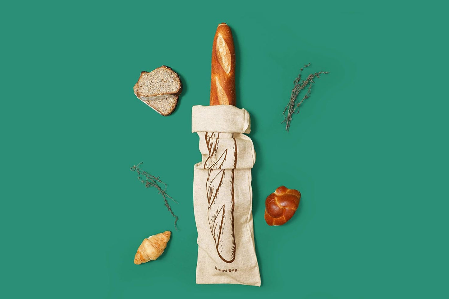 Reusable Bread Bags for Homemade Bread, 100% Organic Linen, 2 Large and 2 Extra Large Cloth Storage Bags