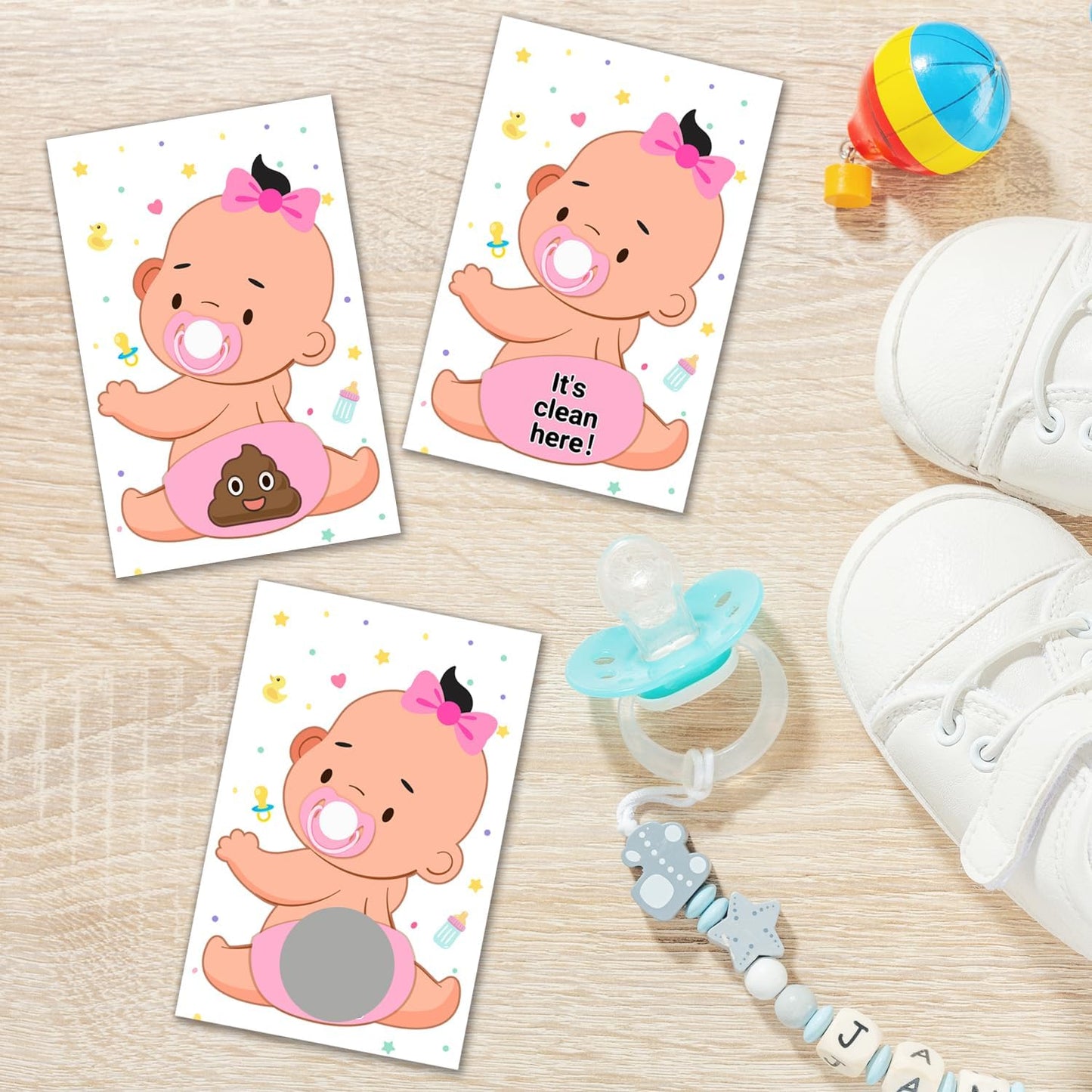 Zunaked 38 Baby Shower Raffle Card Game for Girls - Silly Activity for Ice Breakers, Door Prizes - Decorations for Baby
