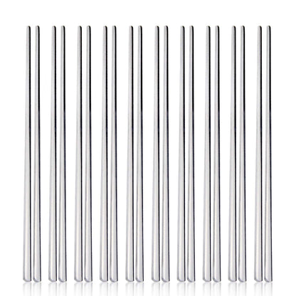 Metal Chopsticks,10 Pairs Stainless Steel Flat Chopsticks, IQCWOOD Premium Reusable Metal Chopstick, 8.66 Inch Dishwasher Lightweight Korean Chopsticks Set Reusable Classic Style for Dinner