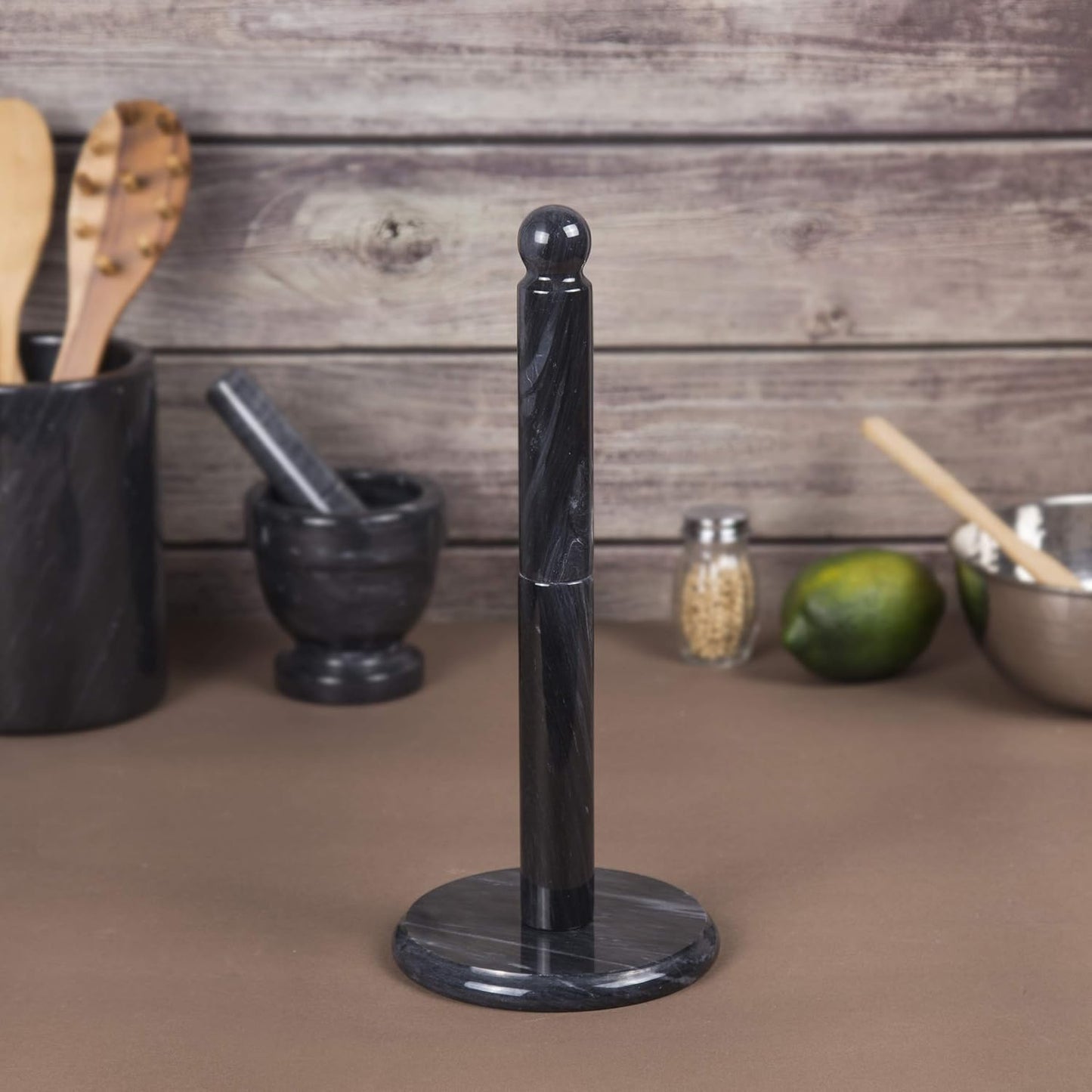 12.5" 6" Countertop Creative Home Natural Marble Upright Paper Towel Holder H Dia | Heavy Weighted Solid Base