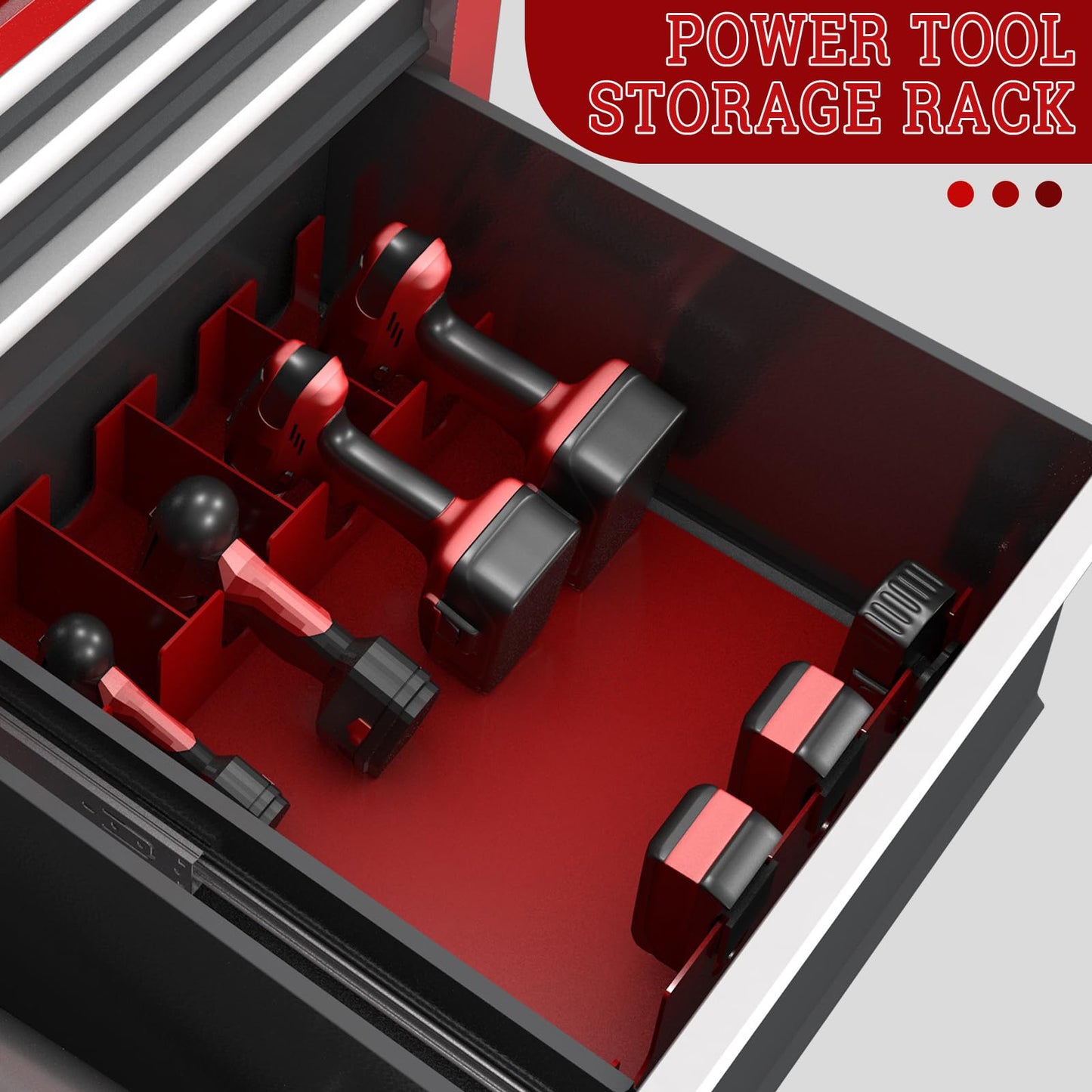 Tool Chest 18-Drawer | 66'' Large Rolling Tool Chest with Wheels | Detachable Top Metal Tool Box with Gas Struts | Lockable Rolling Tool Cabinet with Liners,Power Strip | Garage, Repair Shop, Workshop