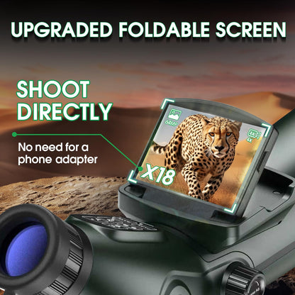 Digital Spotting Scope with Screen Portable Auto-Focus Electronic 4K Smart Telescope with Tripod 32GB SD Card and Carrying Bag for Stargazing Bird Watching, Wildlife Viewing Hunting Green