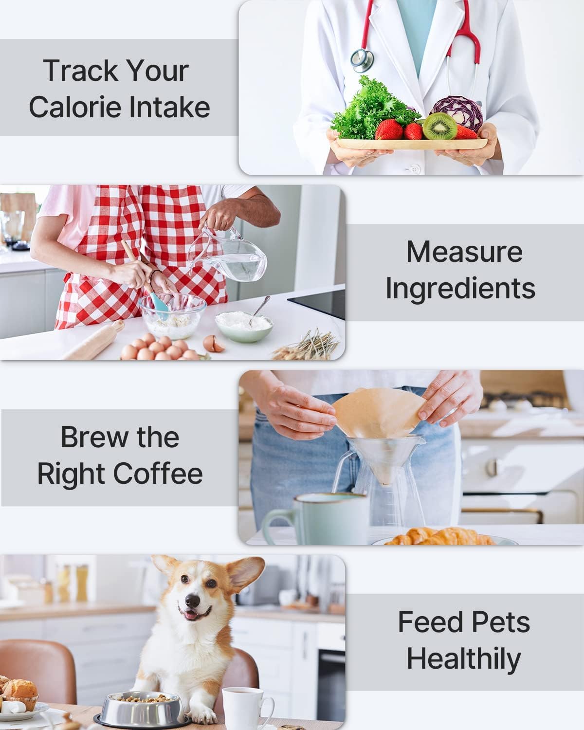 RENPHO Digital Food Scale with Nutritional Calculator, Smart Food Kitchen Scale, Food Weight Scale Grams and Ounces for Weight Loss, Calorie, Macro and Cooking, Stainless Steel