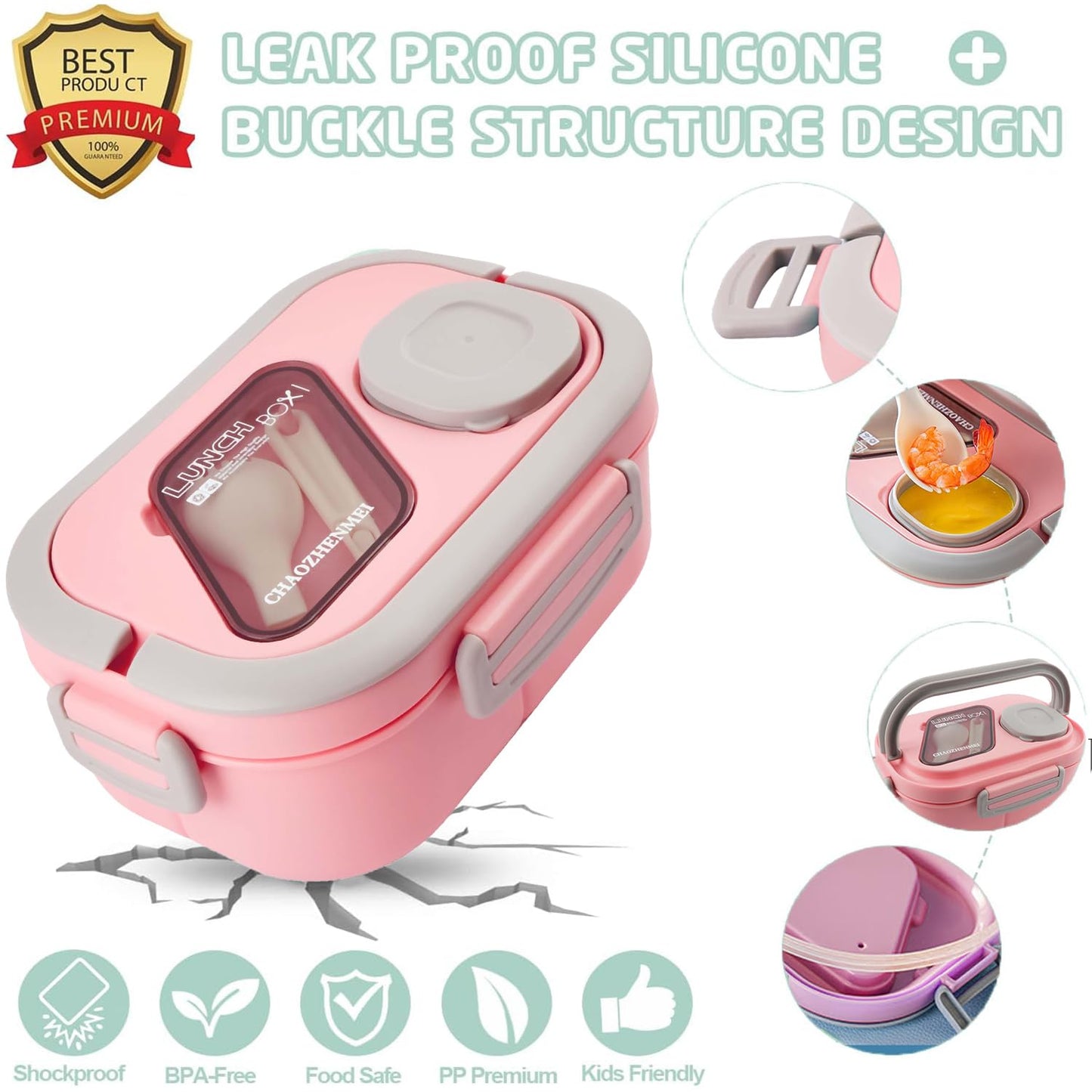 ROMAWARE Lunch Box For Women, Bento Box Adult With 2-Tier Container, Lunch Bag, Sauce Pod, Utensil Set. Lunch Containers, Salad Container. BPA-Free, Microwave/Dishwasher Safe (Pink)
