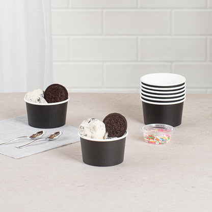 Coppetta 5-Ounce Dessert Cups, 200 Disposable Ice Cream Cups - Lids Sold Separately, Sturdy, Black Paper Frozen Yogurt Bowls, For Hot And Cold Foods, Perfect For Gelato Or Mousse - Restaurantware