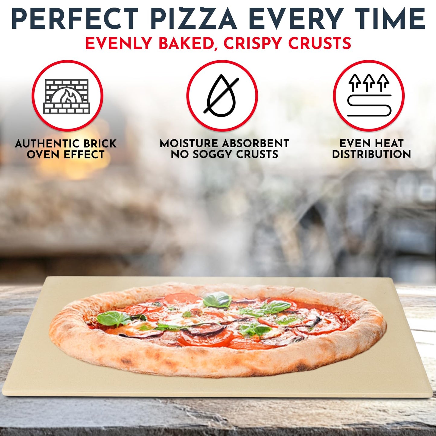 Large Pizza Stone for Oven – 15 x 12 inch Rectangular Pizza Stone for Grill, Even Heating for Perfect Crispy Crusts! Crack Resistant and Easy to Clean, Pizza Making Accessories