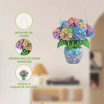 AIBOERL Diamond Art Hanging Kit for Adult,Special Shaped Rhinestone,Double Sided 5D DIY Acrylic Diamond Art Painting Window Pendants Home Garden Wall Hanging Kits Hanging Ornament (Flower)