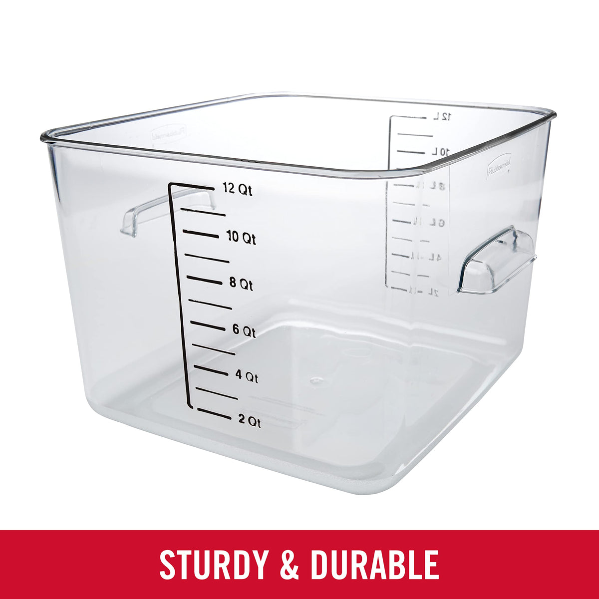 Rubbermaid Commercial Products Space Saving Square Food Storage Container 12 Quart Clear for Kitchen/Sous Vide/Meal Prep