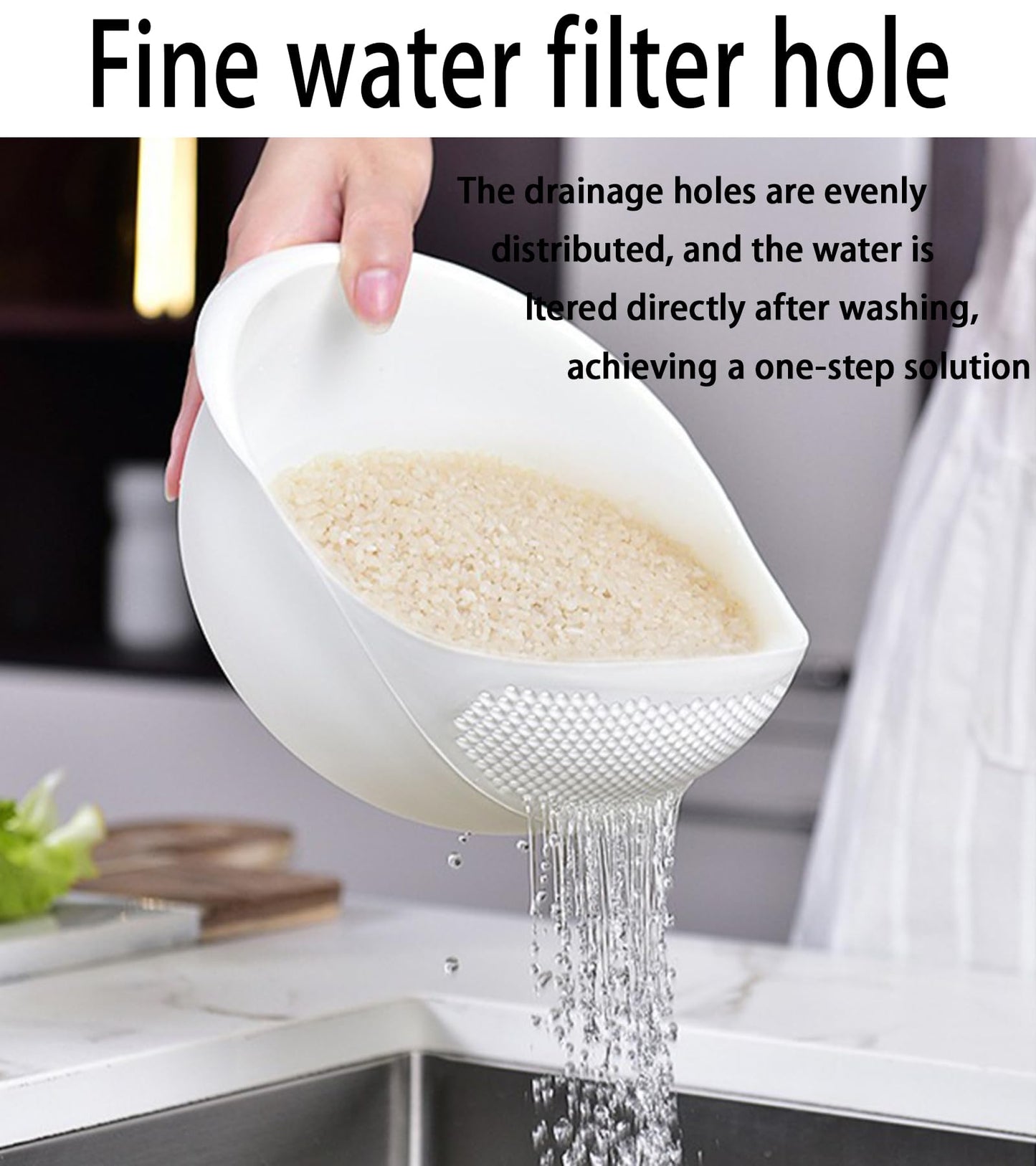 2-in-1 Rice Colander, Vegetable and Fruit Cleaning Filter Basket, 2Piece Sturdy and Easy-To-Use Food Grade Kitchen Tool Accessories (green, Small)