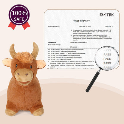 INPANY Bouncy Bull Hopping Toys - Toddler Brown Plush Cow Hopper, Kids Inflatable Farm Animal Hopper Horse, Outdoor Indoor Ride on Rubber Bouncer, Toys for 2 3 4 Year Old Boy Girl Birthday Gifts