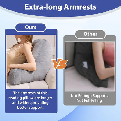 18in, IASEAHK Reading Pillows for Sitting in Bed Adult, Back Pillow for Bed Sitting Up, Backrest Pillows with Shredded