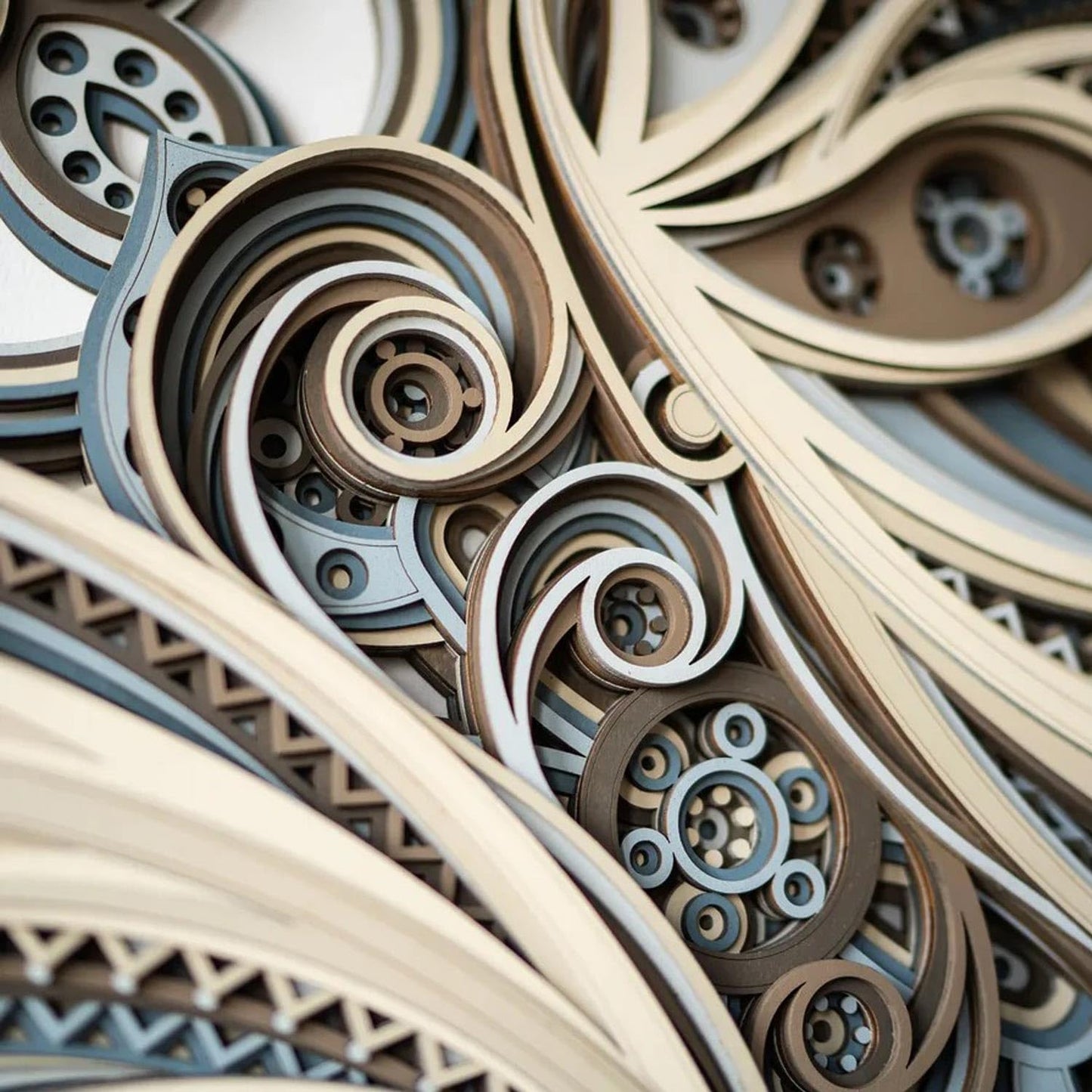 FARIDRUN Multi-layer wall art, large geometric wooden wall art, mandala laser-cut art, 3D murals, tapestries, wall decorations(23.6 inches x 23.6 inches)