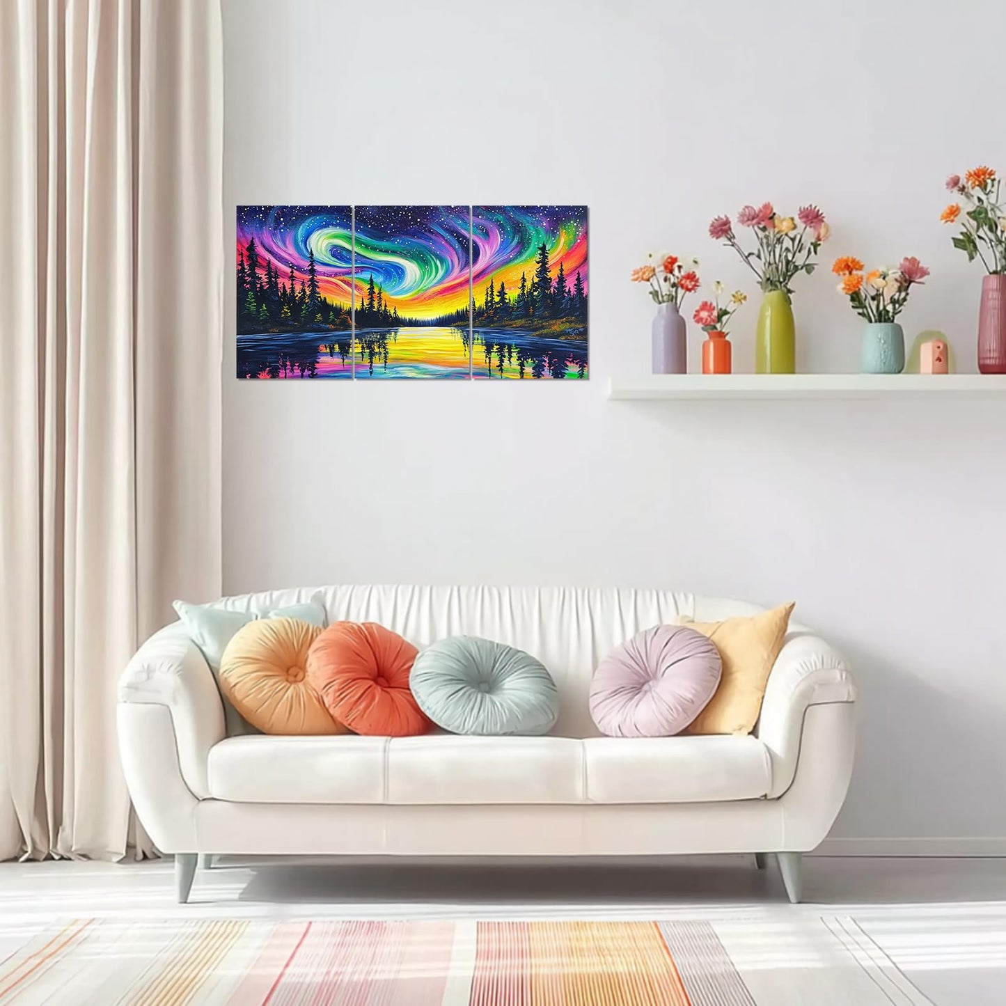 3 Piece Framed Paint by Numbers Kit for Adults Beginner Starry Night Easy Adult Paint by Number Kits on Canvas Landscape DIY Painting Kits for Adults with Frame Wall Art Decor for Living Room 8x12 In