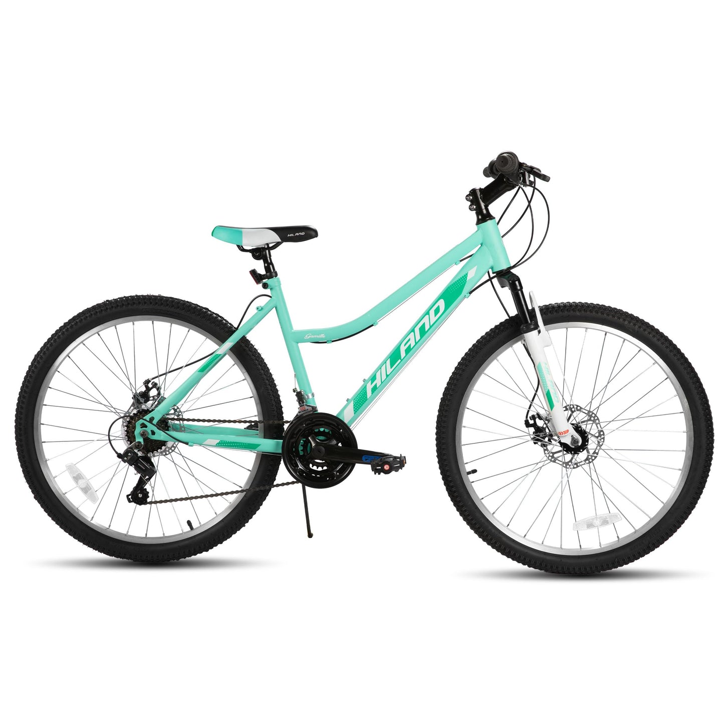 HH HILAND 26 Inch Womens Mountain Bike, with Step-Through Frame, 18 Speeds, Suspension Fork MTB, Bicycle for Women Men Adult Green