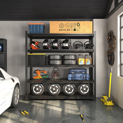 Howzone 72" H Garage Shelving 2000LBS Heavy Duty Storage Shelves Adjustable 5 Tier Metal Shelves for Storage Garage Industrial Shelving Utility Racks,16" D x35.5 Wx72 H,Black