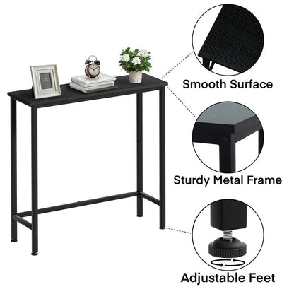 Mordchil HF Narrow Console Table, 29.5" Small Entryway Table, Thin Hallway Tables, Slim Sofa Side Tables for Hallway, Living Room, Bedroom, Foyer, Wood-Grained Black