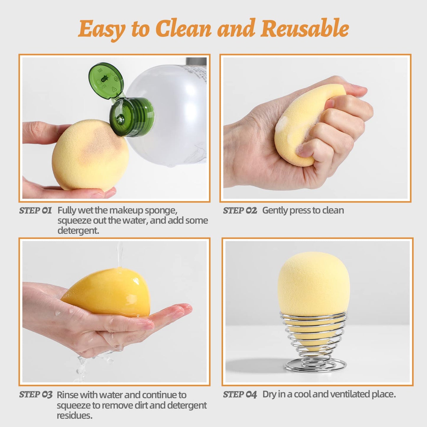 Makeup Sponge Set BS-MALL with Storage Case 7 Pcs for Liquid, Cream, and Powder,SAVE Foundation with 1 Mini Makeup Sponge For Travel Daily Use (A-Pink）