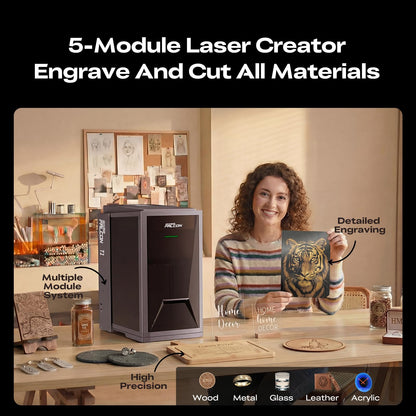 Creality T1 Diode 20W Laser Engraver Machine, Modular Galvo System with Fiber/UV/MOPA Support, 10,000mm/s Ultra-Fast Engraving, 15s Quick-Swap Design, AI Smart Batch Engraving for Wood Leather Acrylic