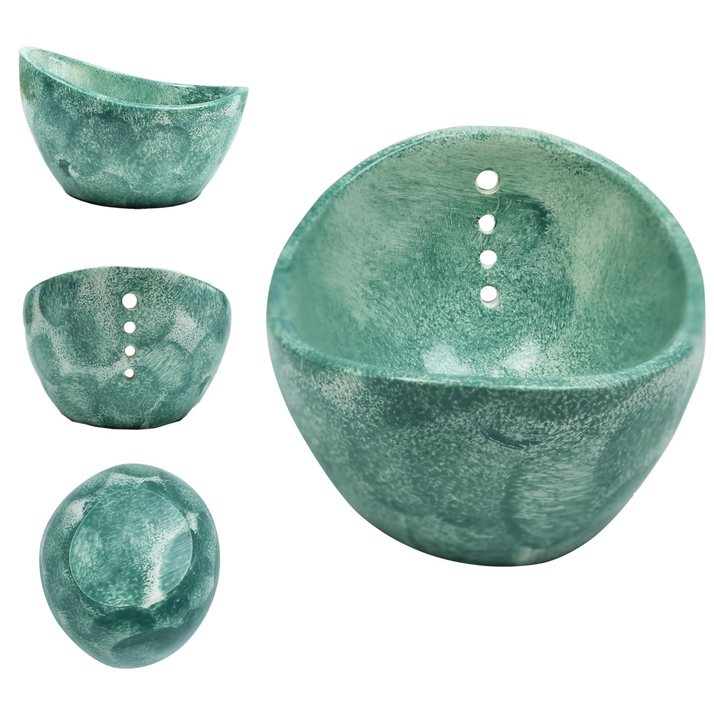 Earthenware Herb Stripping Bowl 2Pack, Pottery Herb Stripper Bowl Handmade, New Earthenware Kitchen Tools Supplies, Multiple Size Holes for Stripping Herbs, Rosemary, Thyme(3.94"x3.35"x2.28")