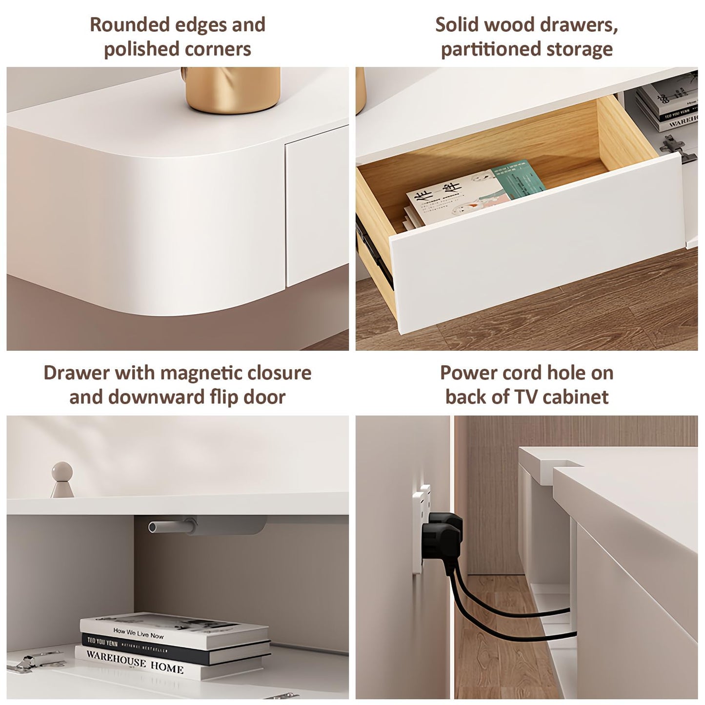 Floating TV Stand For 70 Inch TV, Modern TV Console With Storage Cabinets and Flip down doors, Suspended Entertainment Center TV Stand for Living Room Bedroom Farmhouse (White, 78.7x9.5x7.9 IN)