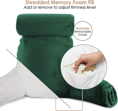 2 Clara Clark Reading Pillow with Shredded Memory Foam Includes Neck and Lumber Support Pillows, Designed for Sitting