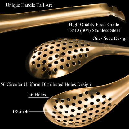 DEAYOU 10 PCS Slotted Serving Spoons, 18/10 Stainless Steel Perforated Spoon, 6.5" Spherification Spoon, Small Plating Spoons for Basting, Caviar, Molecular Mixologist, 56 Hole, Heatproof, Multi-Color