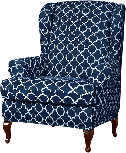 2 Eco-Ancheng Wingback Chair Slipcover Piece Wingback Chair Cover Spandex Wing Chair Slipcovers Wingback Armchair
