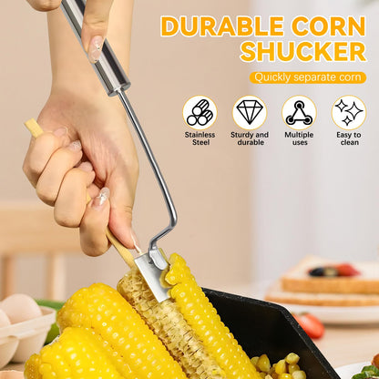 Corn Peeler,Stainless Steel Long Handle Corn Peeler,Easy Clean Corn on the Cob Remover for Home Kitchen and Outdoor Dining (2PCS)