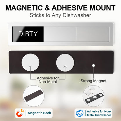 Dishwasher Magnet Clean Dirty Sign, 3 Options with Running Options, Brushed Gold Dishwasher Magnet Easy to Switch, Residue Free Adhesive Included