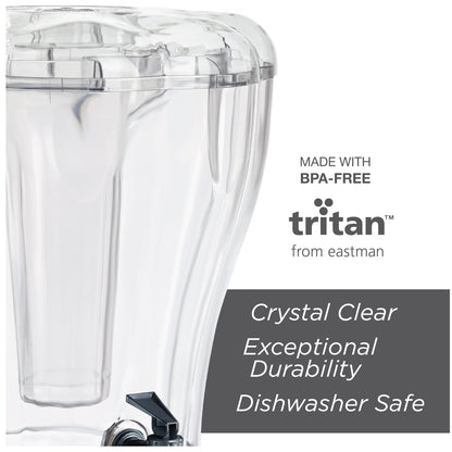 Buddeez 3.5 Gallon Clear Drink Dispenser - Built In Ice Cone and Spigot for Easy Pouring - Party-Perfect Serving Station with Chalk Board Tag