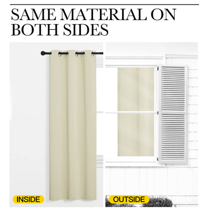 NICETOWN Room Darkening Blind Shade for Kids Bedroom Triple Weave Home Decoration Light Blocking Solid Ring Top Curtain/Drape for Small Window (Beige, Single Panel, 42 x 63 inch)