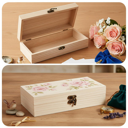 Oqqlin 10 Pack Wooden Box with Hinged Lid, Unfinished Wooden Boxes for Crafts 7.87 x 3.9 x 1.96 Inch Large Unpainted Paulownia Wood Box for DIY Crafts and Jewelry Storage