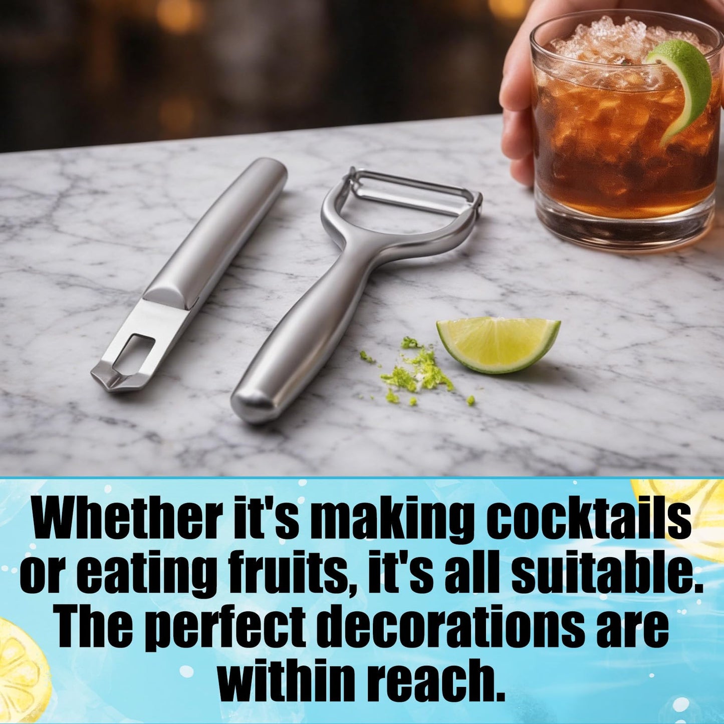 Lemon Zester & Vegetable Peeler Set, Stainless Steel Fruit Kitchen Peeler Grater Tool Practical Handheld Zester for Bar Cocktail Garnishes Culinary Citrus Food Peel Kitchen Use
