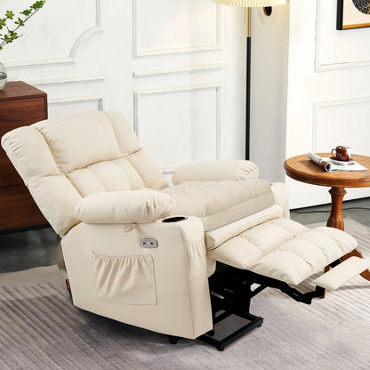 HAVARGO Recliner Cushions for Elderly, 20x20x4 Inch Thick Chair Cushion for Shorter Users Patent Design Soft Tufted Dual Layer Booster Seat Cushions for Seniors Recliner Risers Beige 1P