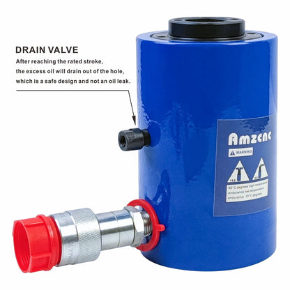 AMZCNC 20T Hydraulic Cylinder Jack Hollow Single Acting Hydraulic Ram Cylinder 4"(100mm) Hydraulic Lifting Cylinders (20T 4Inch Hollow)