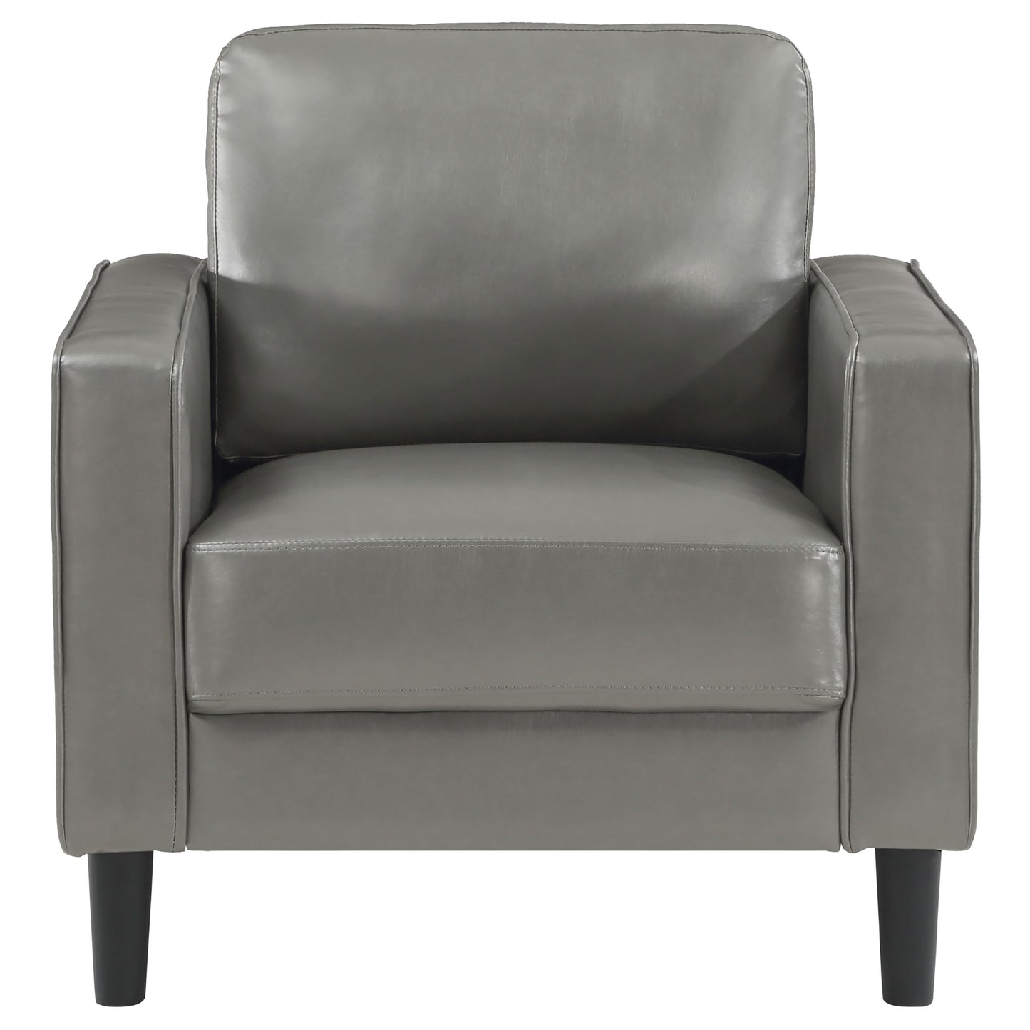 Coaster Home Furnishings - Ruth - Track Arm Accent Chair with Gray Faux Leather Upholstery, Foam Cushion and Tapered Legs - Living Room - Gray - 508367