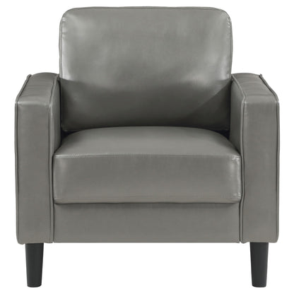 Coaster Home Furnishings - Ruth - Track Arm Accent Chair with Gray Faux Leather Upholstery, Foam Cushion and Tapered Legs - Living Room - Gray - 508367