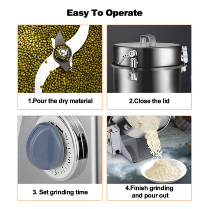 ExGizmo Electric Grain Grinder 800g,Swing Type Grain Mill Grinder 3000W,110V Stainless Steel High-speed Spice Herb Grinders Superfine Machine Dry Cereals Pulverizer Swing Type