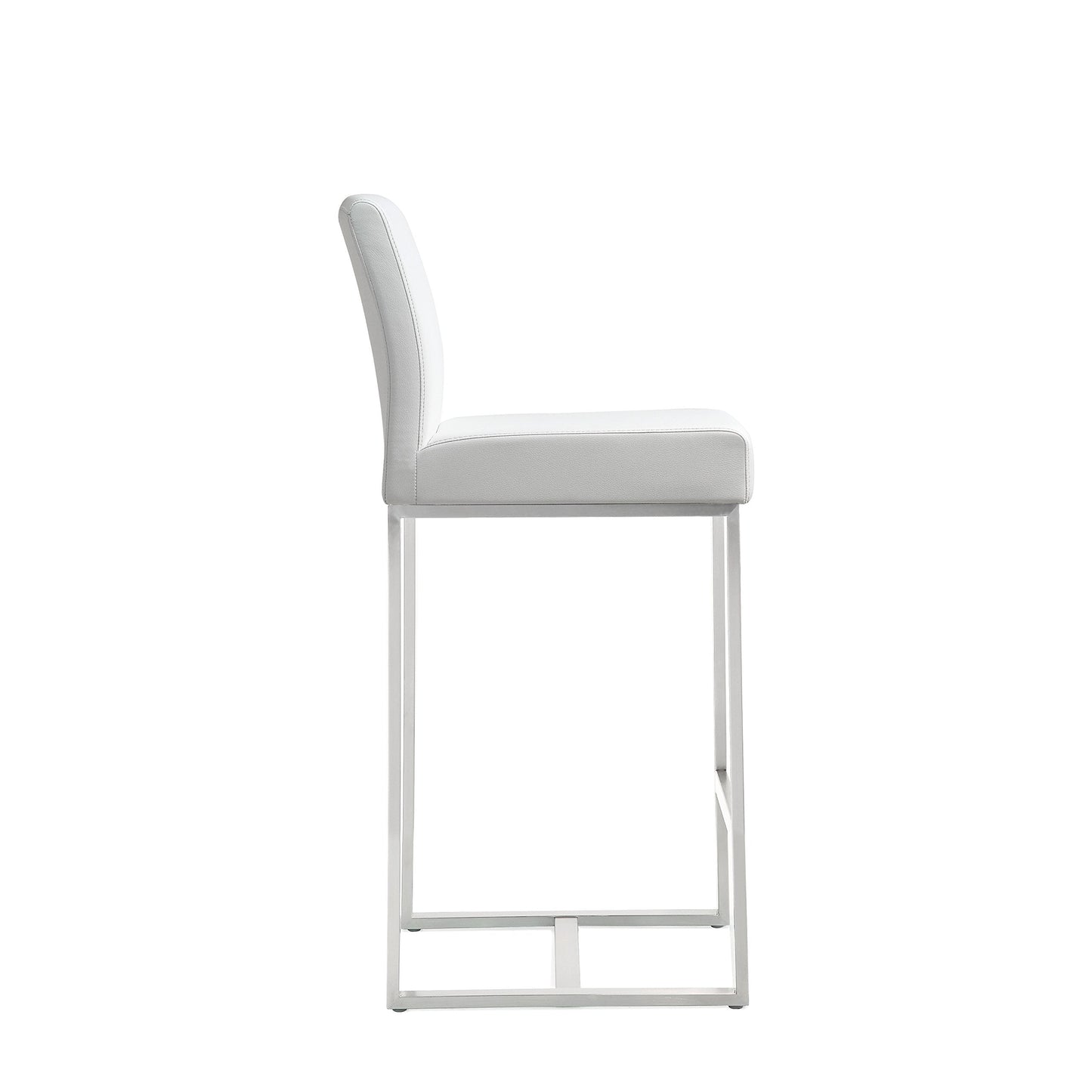 Tov Furniture Denmark White Performance Vegan Leather and Stainless Steel Counter Stool - Set of 2
