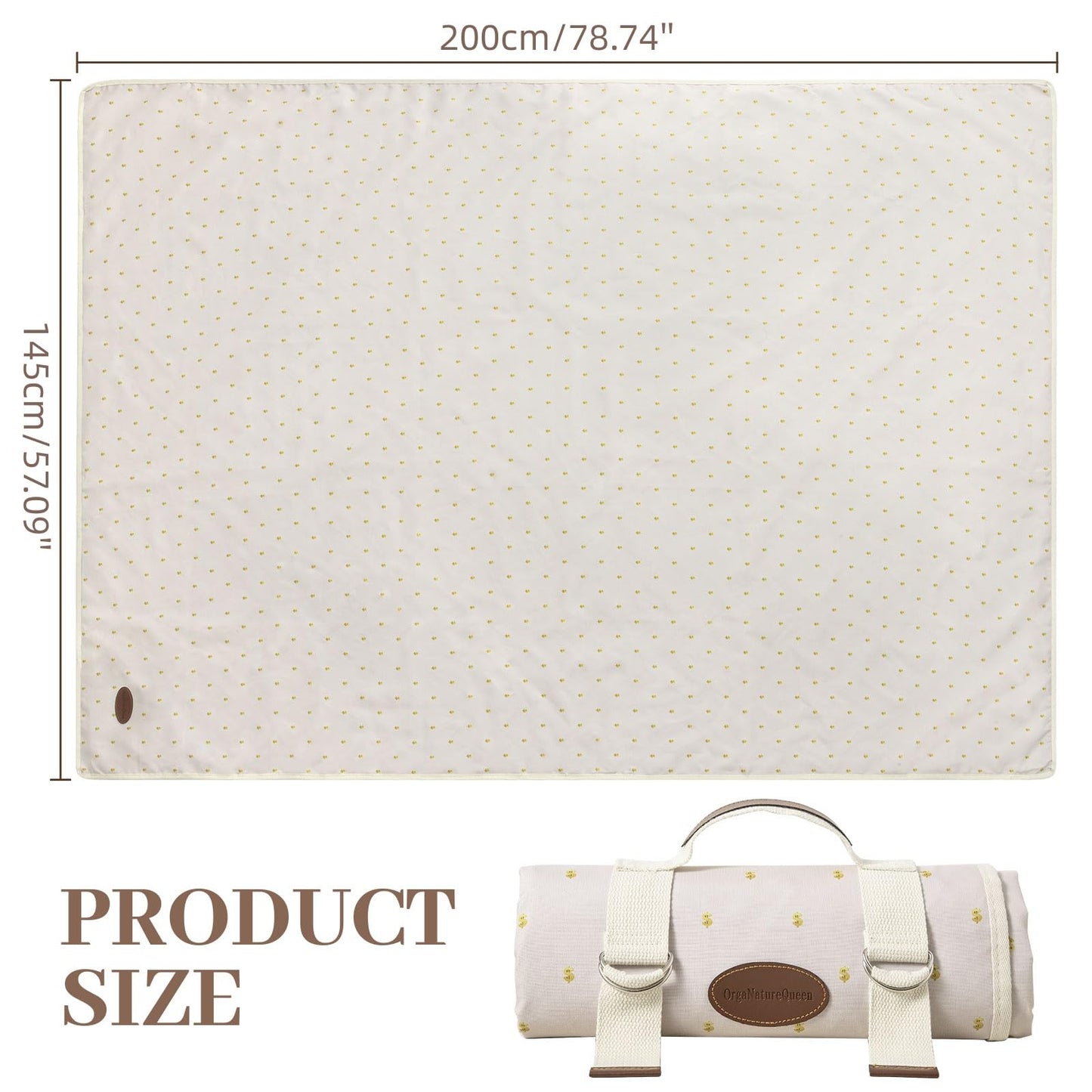 Picnic Blanket Waterproof Large,Outdoor Camping Mat 79”x 57”,Sandproof Foldable Picnic Mat Beach Blanket for Park,Grass,Indoors,Lawn,Hiking,Travel Grass Ground Play Music Festival Concert Must Have