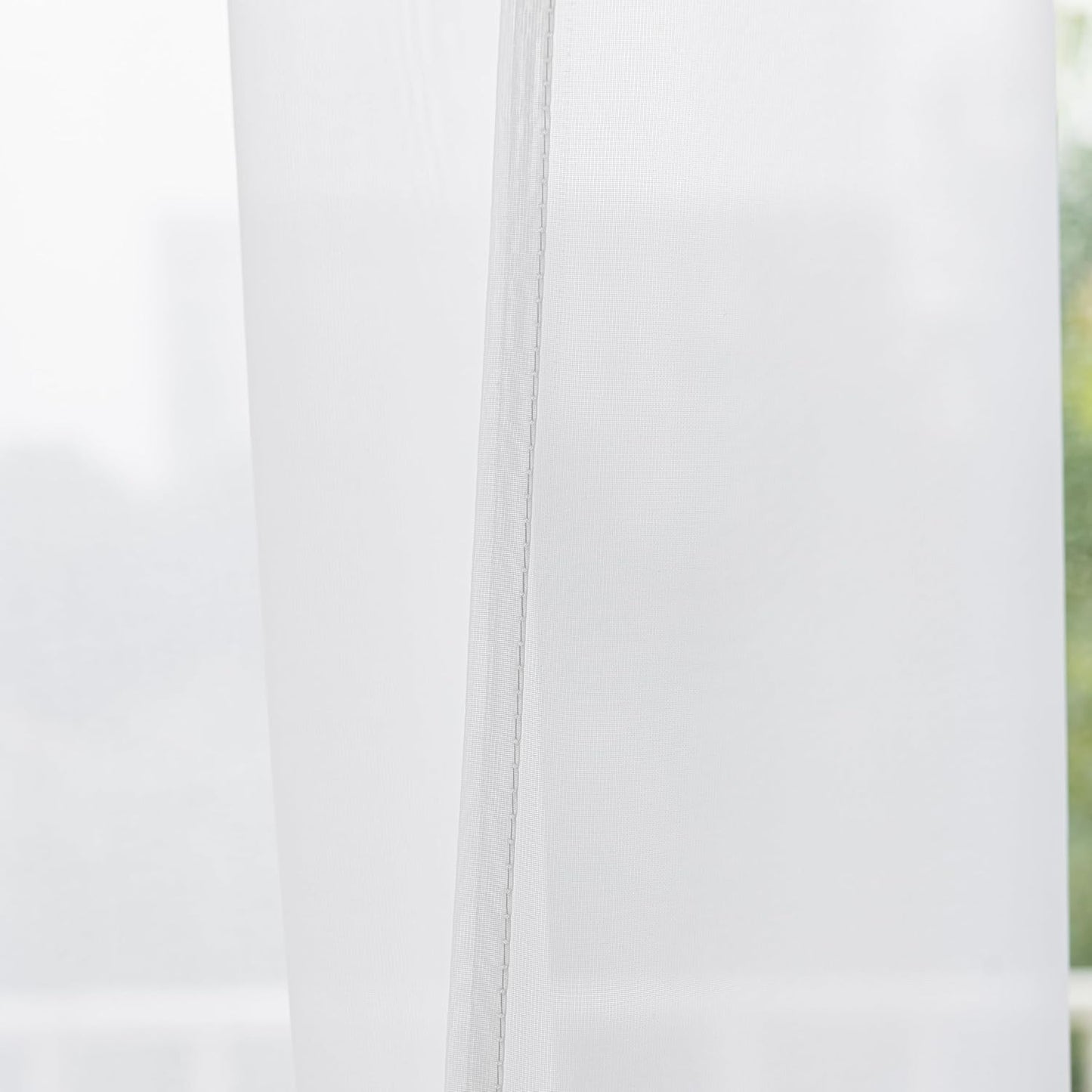 Aquazolax Elegant Solid Sheer Patio Door Curtain Panel, 54"x72" Voile Drapery, 1 Piece, Pure White for French Door